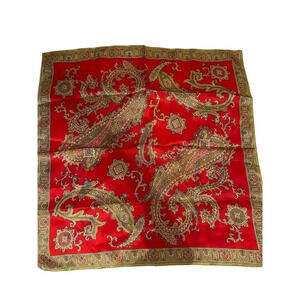 Sr Michaud Red & Gold Paisley Pattern Rayon Satin Made In Italy Table Runners